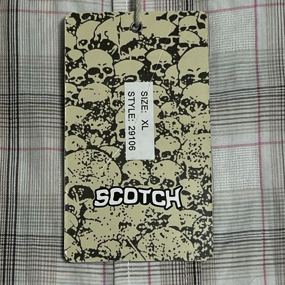 SCOTCH Plaid Shirt SPADE Graphics Men's XL Beige Casual Button Up NWT - Picture 10 of 17